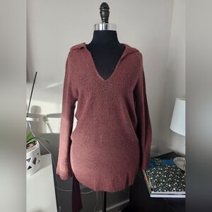 Jessica Simpson Maternity Side Bow V-Neck Sweater in Terracotta, M